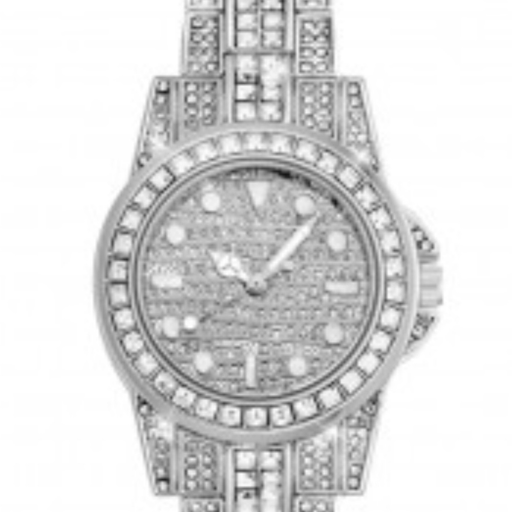 Silver Crystal-Accented Women's Watch Bracelet